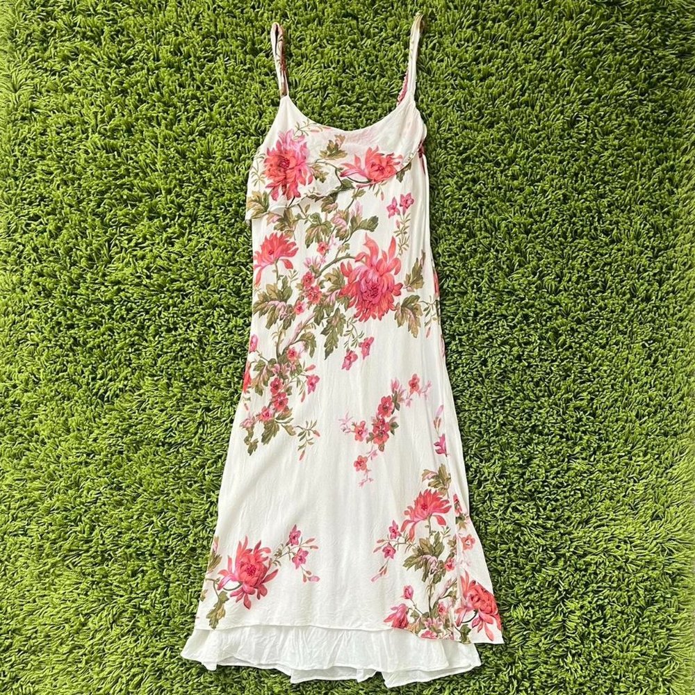 vintage 90s pink floral maxi dress!